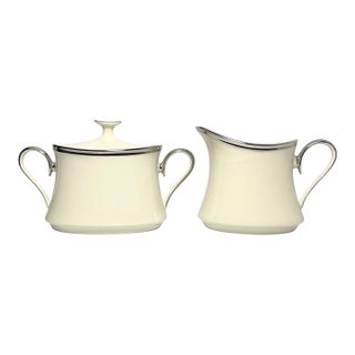 Lenox “Solitaire” Porcelain Sugar Bowl & Creamer For Sale