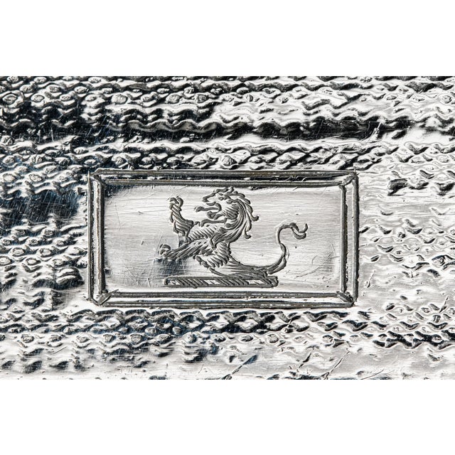 English Neat English Antique Sterling Silver Table Snuff Box Lion Armorial Coat of Arms Crest Tobacciana For Sale - Image 3 of 14