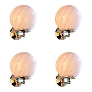 Lot of 4 Contemporary Pink Swirl “Rods” Murano Glass Wall Sconces For Sale