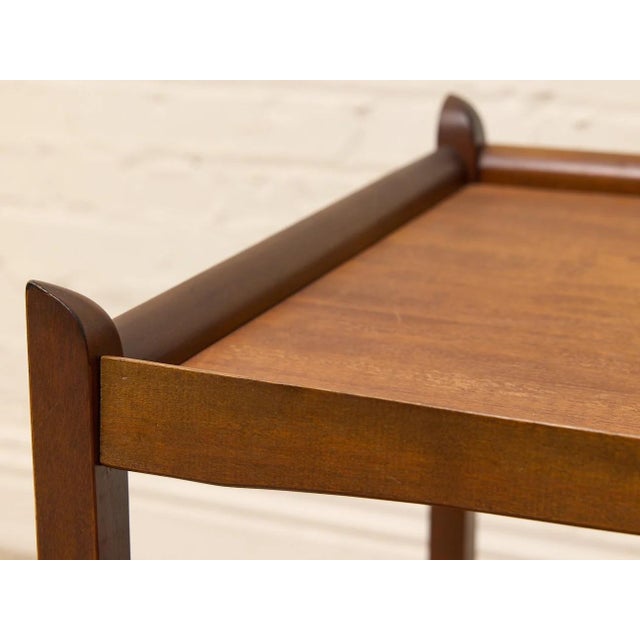 Burnt Umber Vintage Mid-Century Modern Two-Tier Wood Bar Cart For Sale - Image 8 of 12