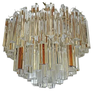 Mid-Century Modern Chandelier with Clear and Amber Glass
