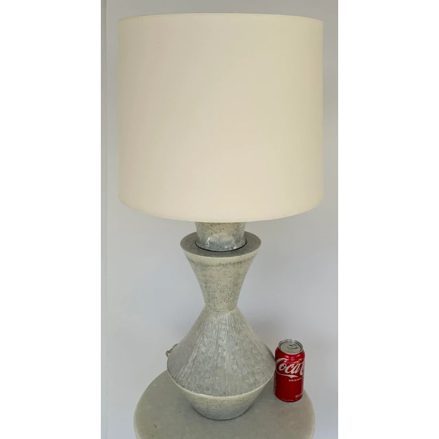 Arteriors Home Arteriors Modern Gray Ice Reactive Glaze Dottie Table Lamp For Sale - Image 4 of 5