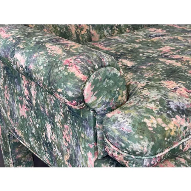 Postmodern 80s/90s Postmodern Parsons Style Arm Chairs, Vintage Lounge Chair, Modern Club Chair, Floral For Sale - Image 3 of 8