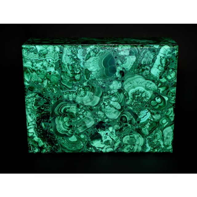Green Late 20th Century Jumbo Malachite Box 8" For Sale - Image 8 of 9