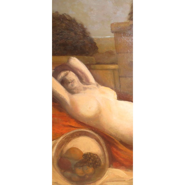 Oil on panel, classic scene of Suzanna at the bath. A mid-20th-century modern translation of the classic story, Featuring...