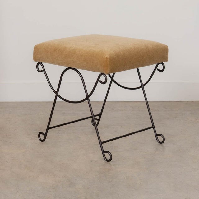 Camel Panoplie Iron Loop Stool, Camel Mohair For Sale - Image 8 of 11