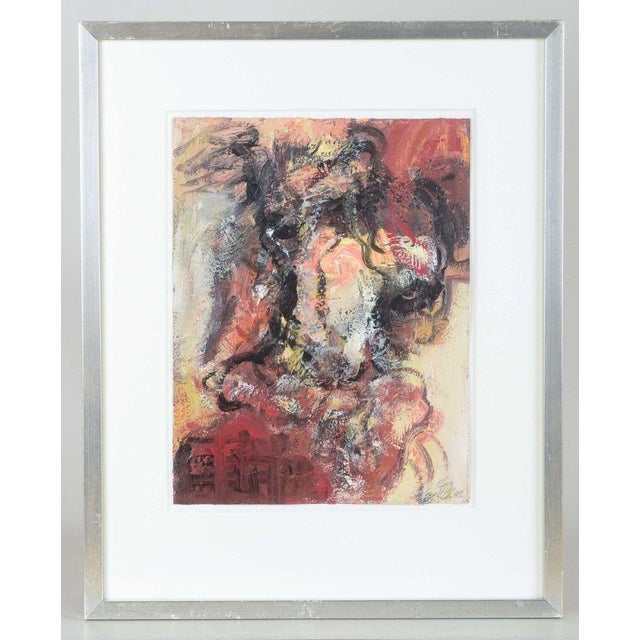 Erik Bille Christiansen (1954–2017). Oil on canvas mounted behind glass. Abstract composition. 1993. An expressive...