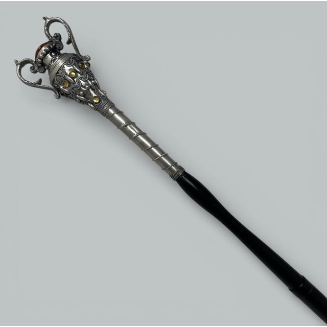 Antique Lady Gentlemans Sword English Walking Stick Cane Sterling Silver Wooden For Sale - Image 6 of 11