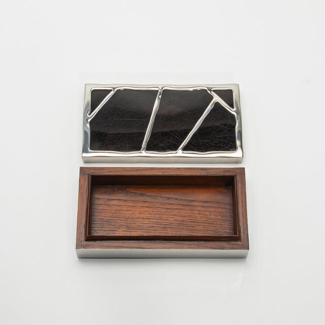 Wood Modern Box in Black Shell With Polished Stainless Steel by R&y Augousti For Sale - Image 7 of 9
