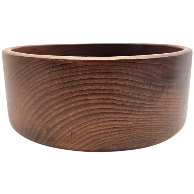 Mid-Century Modern Mid-Century Solid Teak Turned Serving Bowl, Scandinavian Modern 10" For Sale - Image 3 of 9