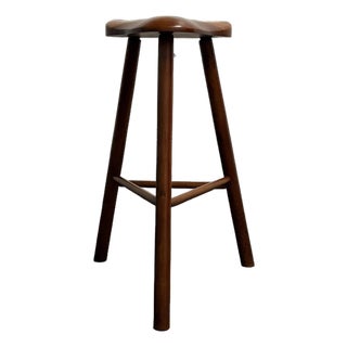 Early Thomas Moser Studio Tripod 3 Legged Stool, Solid Cherry, 1983, Signed For Sale