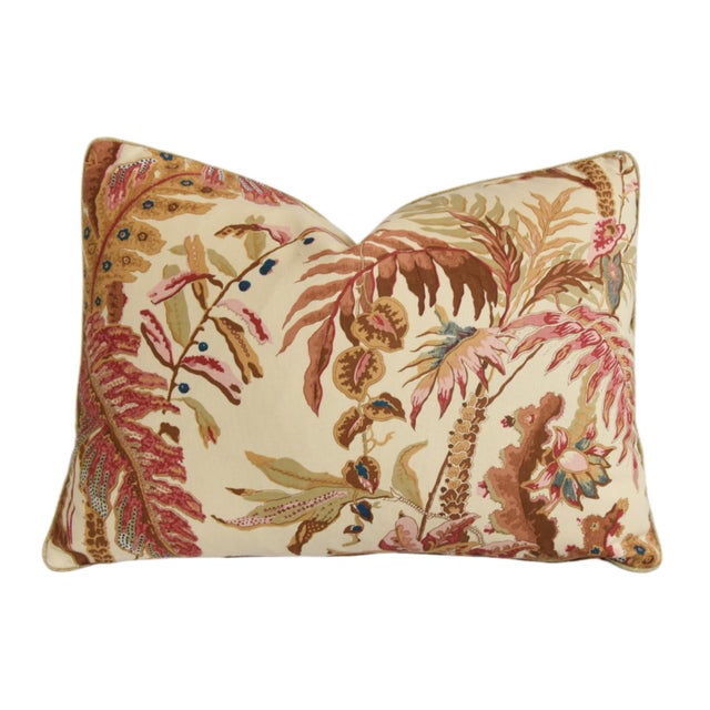 French Country Hodsall McKenzie Palm Floral Botanical Feather/Down Pillow 23" X 17" For Sale - Image 3 of 7