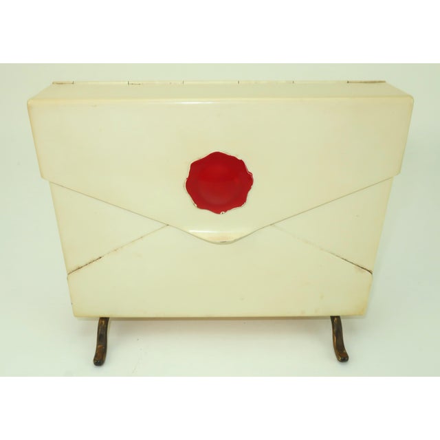 Red Metal Faux Letter Stationery Box & Holder, 1950’s For Sale - Image 8 of 12