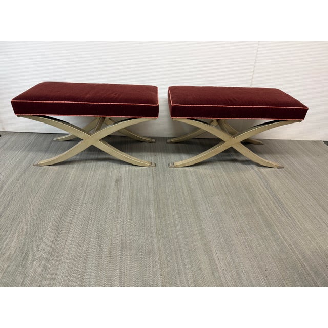 Hollywood Regency Jan Showers Claudette Benches, Pair For Sale - Image 3 of 12