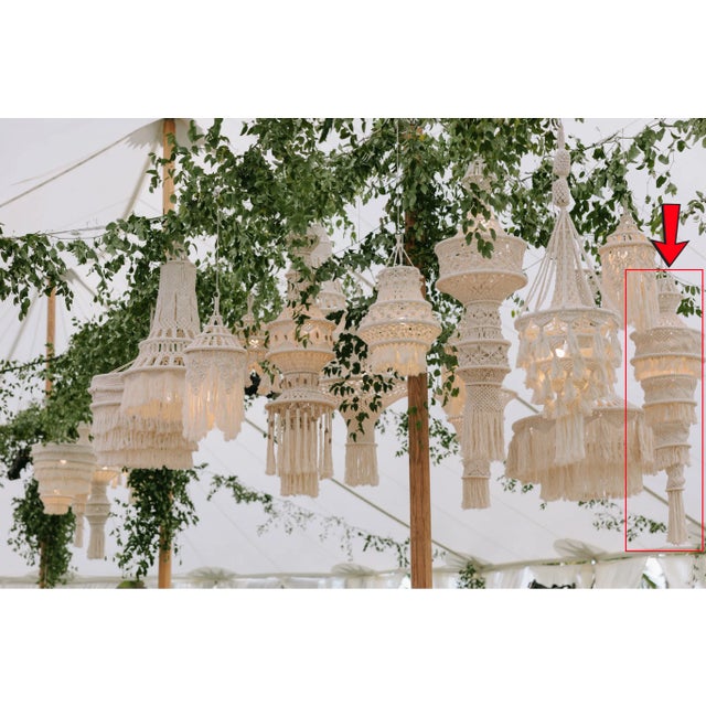 Boho Chic Natural White Macrame Lantern For Sale - Image 3 of 3