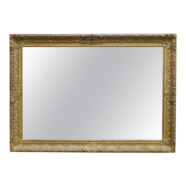 Antique Continental Scroll and Foliate Giltwood Framed Wall Mirror Circa 1900 For Sale
