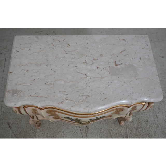 John Widdicomb Pair John Widdicomb Italian Marble Top Nightstands For Sale - Image 4 of 12
