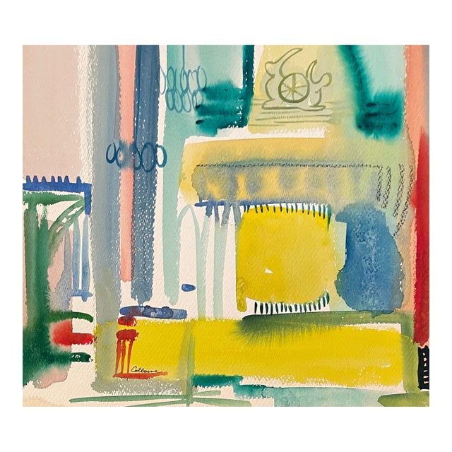 MCM painting on paper by artist Robert Brady Colborne (1931-2002). Signed lower left; bearing estate stamp on the back....