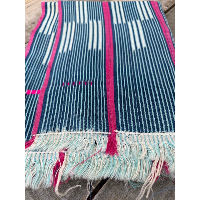 Vintage African Baule Indigo Mudcloth from Ivory Coast. Hand woven Malian cotton fabric is traditionally hand-dyed by a...