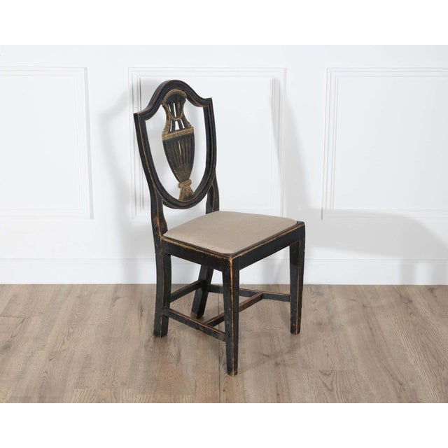 Wood Set of Four 19th Century Swedish Blackened Wood and Gilt Lyre-Back Chairs For Sale - Image 7 of 18