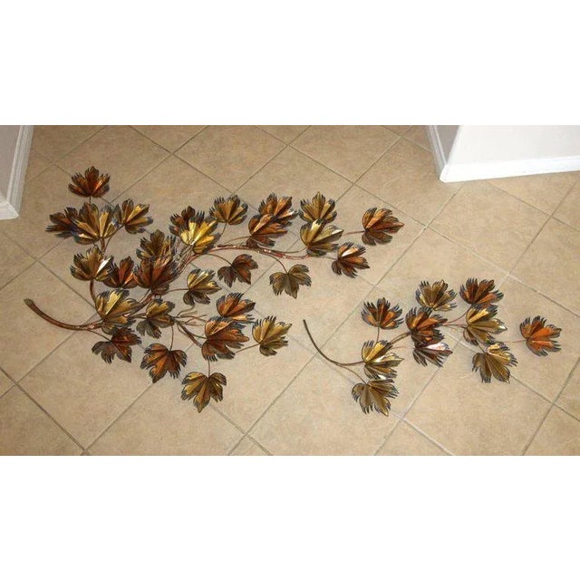 Large C. Jere Style Brass Brutalist Leaf Wall Art Sculpture For Sale In Palm Springs - Image 6 of 11