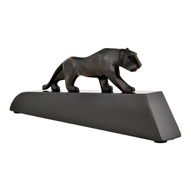 Art Deco Panther Sculpture, 1925, Bronze on Marble Base For Sale - Image 3 of 12