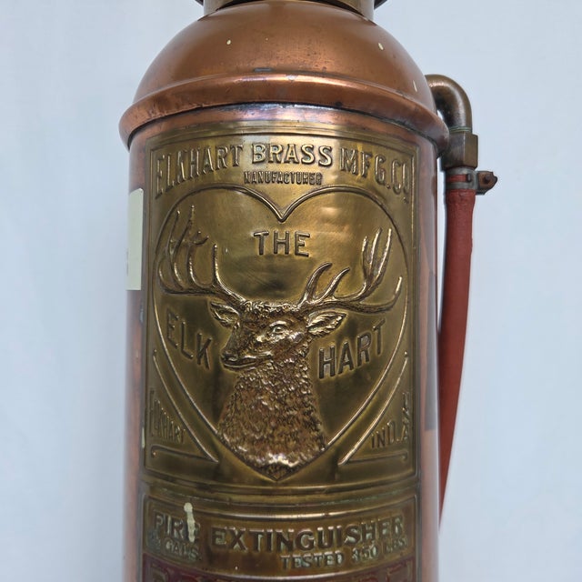 American Mid-Century Elkhart Brass 2.5 Gal Copper Soda Acid Fire Extinguisher W/Bottle For Sale - Image 3 of 16