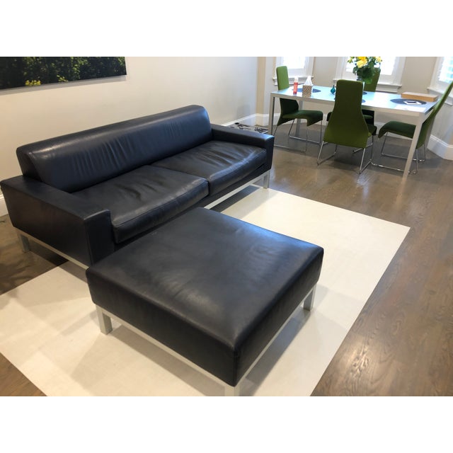 Mdf Italia Thomas Navy Blue Sofa Ottoman Chairish