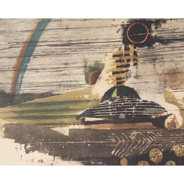 An etching with aquatint by the German artist Johnny Friedlaender (1912-1992). This abstract work depicts an abstracted...