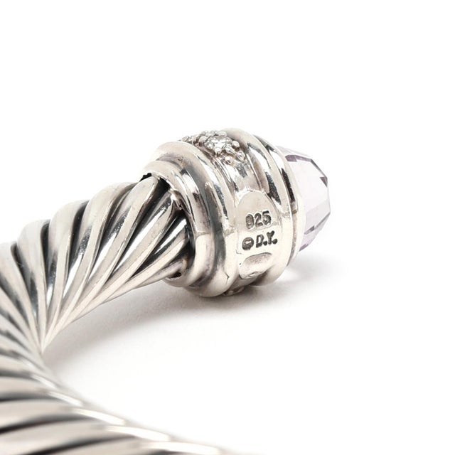 Early 21st Century David Yurman Diamond & Rose De France Cable Cuff Bracelet, Sterling Silver For Sale - Image 5 of 7