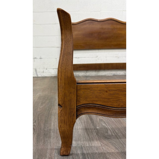 Vintage Full Size French Provincial Solid Oak Bed For Sale - Image 4 of 15