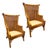 Brown Pair of Double-Caned Rattan Wing Chairs With Leopard Upholstery For Sale - Image 8 of 11