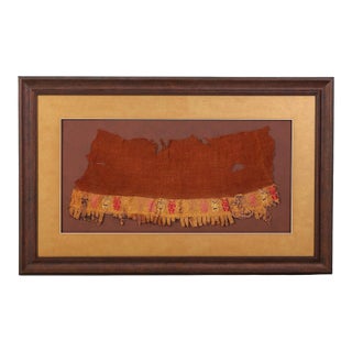 Large Framed Pre-Columbian Woven Textile Fragment from Chimu Chancay Culture For Sale
