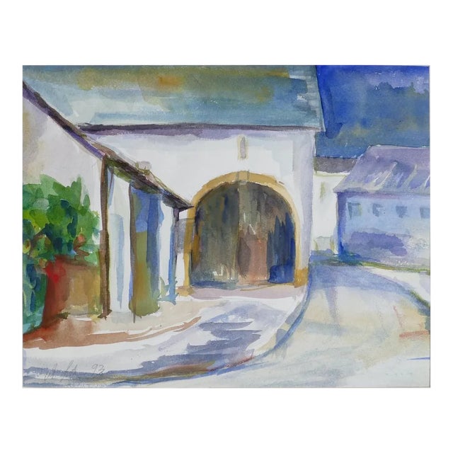 Arc and Houses - Original Watercolor by Armin Guther - 1993 1993 For Sale