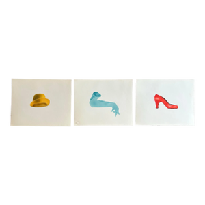 1980’s Set of Three Fashion Theme Brightly Colored Airbrush Paintings