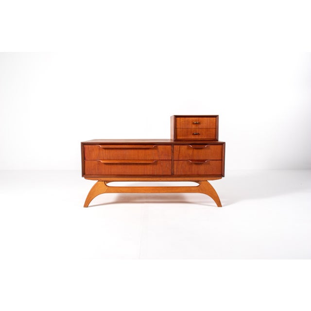 Mid-Century Danish Teak Lowboy Dresser with Mirror, 1950s, Set of 2 For Sale - Image 4 of 13