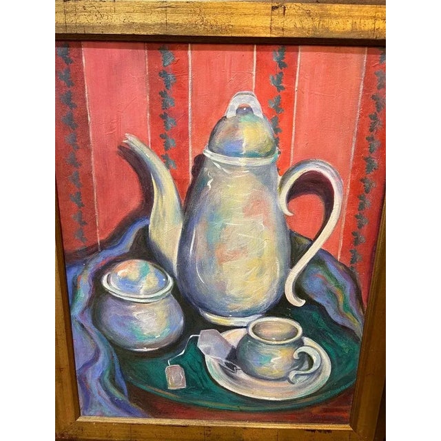 Contemporary 1990s Large Signed Teapot Still Life Painting by Linda Smith For Sale - Image 3 of 13