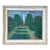 French Formal Garden With Fountain, Oil on Board, Circa 1940s For Sale