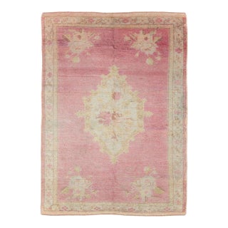 Galerie Shabab Collection Mid-20th Century Handmade Turkish Oushak Throw Rug For Sale