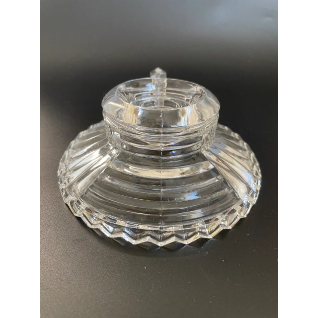 Vintage Anchor Hocking AHC34 Clear (Crystal) Handled Single Light Candlestick. Horizontal & vertical ridges, geometric...