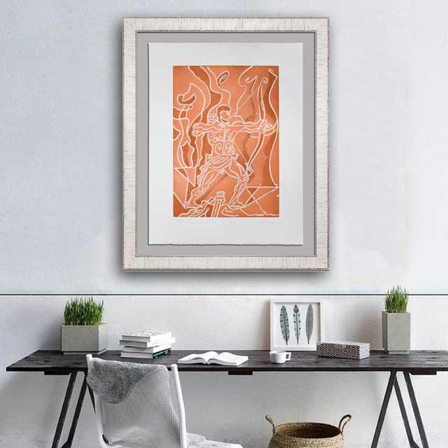 Very Rare Original Masson Etching on vélin de Rives paper with deckled edges. Titled: Arc. 1978. A Very Large Etching at...