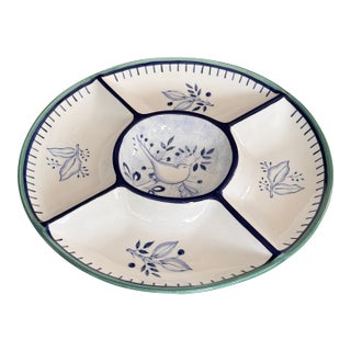 Made in Portugal Villeroy & Boch Bluebird Pattern Chip & Dip For Sale