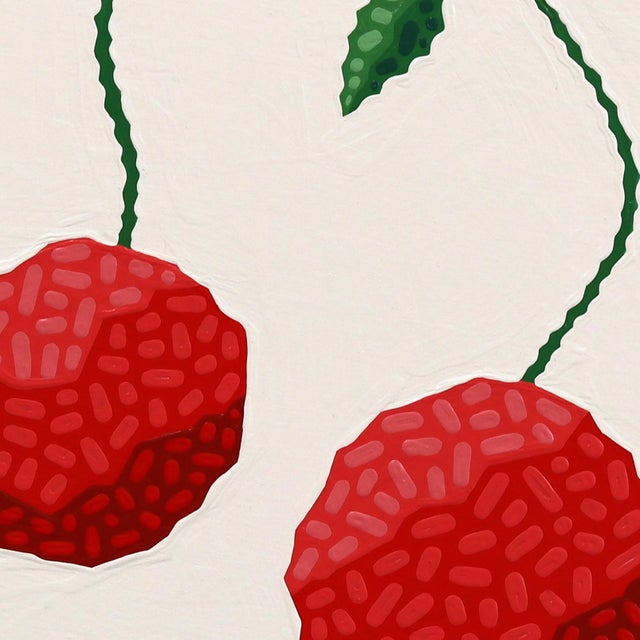 Circle Cherries - Original Vibrant Abstract Fruit Still Life Painting on Panel by Will Beger For Sale - Image 9 of 11