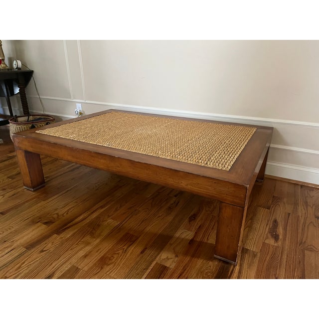 Attributed Ralph Lauren Wood Seagrass Coffee Table For Sale - Image 10 of 13