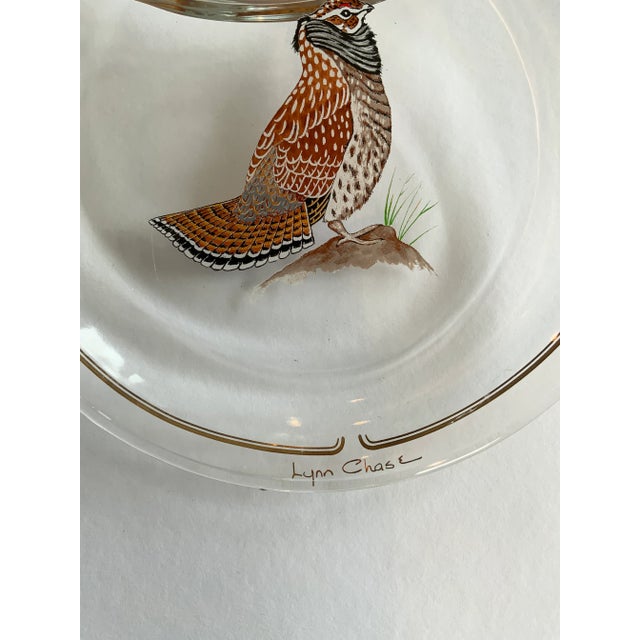 Late 20th Century Winter Game Birds Red Glassware Canapé Plates by Lynn Chase- Set of 6 For Sale - Image 9 of 9