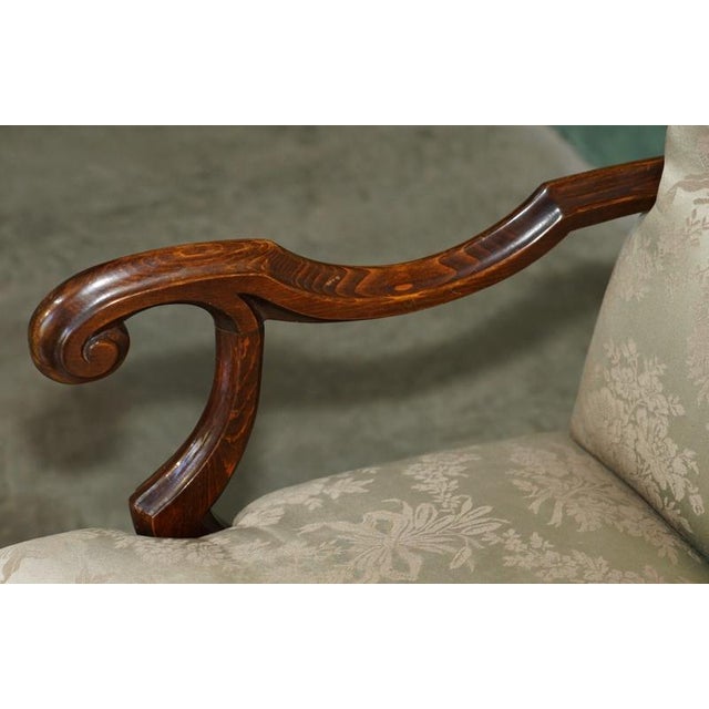 Antique French Walnut Armchairs with Silk Damask, 1880s, Set of 2 For Sale - Image 14 of 18