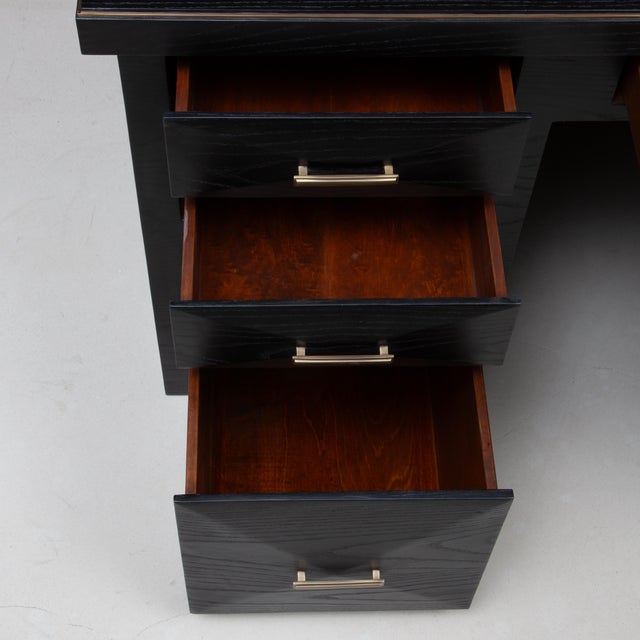 Desk in Black Oak With Brass Details by R&y Augousti For Sale - Image 12 of 15