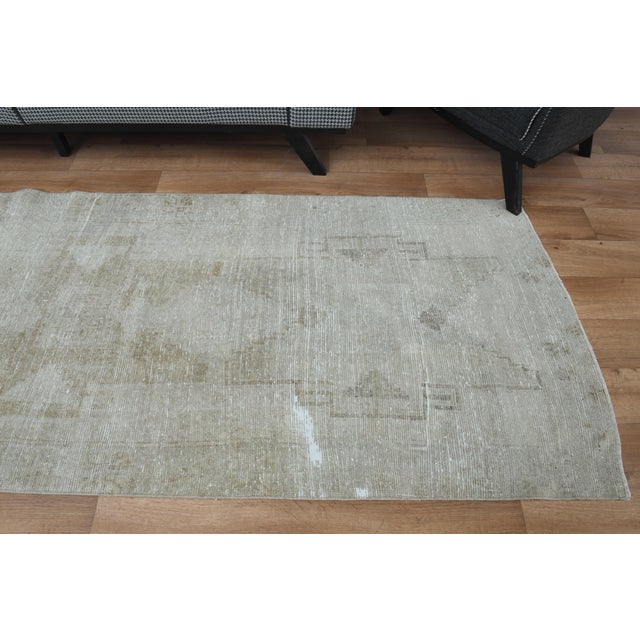 1970s Vintage Handmade Wool Cotton Turkish Beige Area Rug For Sale In San Francisco - Image 6 of 11