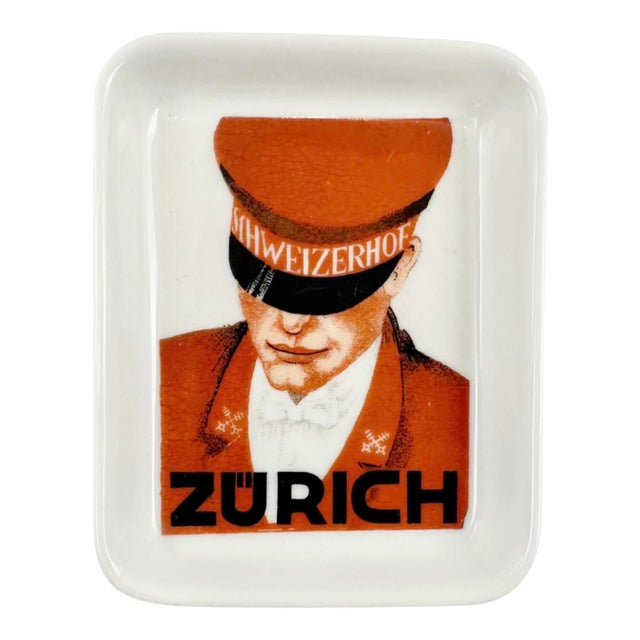 Vintage Hotel Schweizerhof Zurich Switzerland Ashtray Catchall Dish For Sale