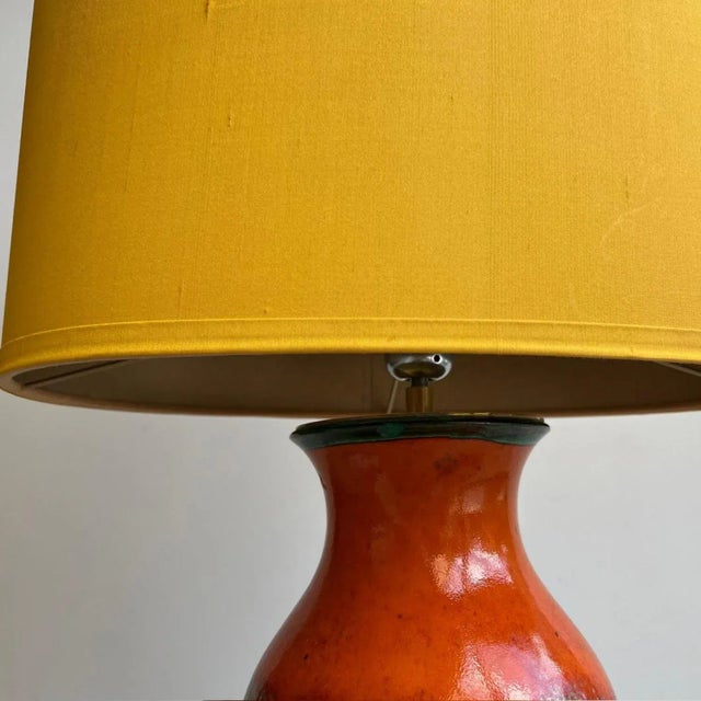 Fat Lava Green Brown Orange Ceramic Table Lamp, West Germany, 1970 For Sale - Image 11 of 18